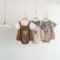 2025 Bear Waffle Romper Suspender Shorts Set Kids