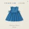 2025 Korean Lace Blue Vest Dress Girls