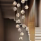 Modern LED Glass Ball Staircase Chandelier