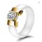 AAA Crystal X Cross Ceramic Ring Women Fashion Jewelry