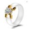 AAA Crystal X Cross Ceramic Ring Women Fashion Jewelry