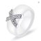 AAA Crystal X Cross Ceramic Ring Women Fashion Jewelry
