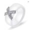AAA Crystal X Cross Ceramic Ring Women Fashion Jewelry