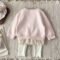 Baby Girls Cotton Bow Lace Sweatshirt Pants Set