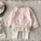 Baby Girls Cotton Bow Lace Sweatshirt Pants Set