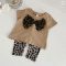 Baby Girls Summer Bow Leopard Print T-Shirt Shorts Set