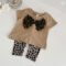 Baby Girls Summer Bow Leopard Print T-Shirt Shorts Set