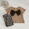 Baby Girls Summer Bow Leopard Print T-Shirt Shorts Set