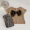 Baby Girls Summer Bow Leopard Print T-Shirt Shorts Set