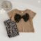 Baby Girls Summer Bow Leopard Print T-Shirt Shorts Set