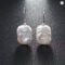 Baroque Natural Pearl Square Stud Earrings 925 Silver
