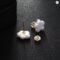 Baroque Natural Pearl Square Stud Earrings 925 Silver