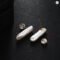 Baroque Natural Pearl Square Stud Earrings 925 Silver
