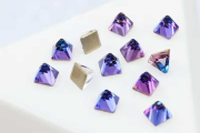 Blue Volcano Square Cone Gold Back Rhinestones DIY