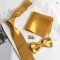 Classic Solid Gold Bow Tie Pocket Square Set