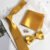 Classic Solid Gold Bow Tie Pocket Square Set