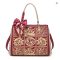 FOXER Women’s Split Leather Classic Embroidery Tote Handbag