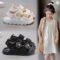 Girls’ Korean Pearl Flower Soft-Sole Summer Beach Sandals