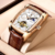 LIGE mens automatic mechanical skeleton watch