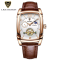 LIGE mens automatic mechanical skeleton watch
