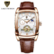LIGE mens automatic mechanical skeleton watch