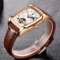 LIGE mens automatic mechanical skeleton watch