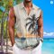 Hawaiian Coconut Print Sleeveless Flip-over Men’s Shirt