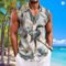 Hawaiian Coconut Print Sleeveless Flip-over Men’s Shirt