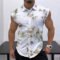 Hawaiian Coconut Print Sleeveless Flip-over Men’s Shirt