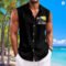 Hawaiian Coconut Print Sleeveless Flip-over Men’s Shirt