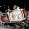 LIGE mens automatic mechanical skeleton watch