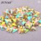 JUNAO 50pcs 7x21mm Sewing Crystal AB Rectangle Rhinestone
