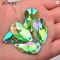 JUNAO Green AB Teardrop Sewing Rhinestones