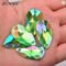 JUNAO Green AB Teardrop Sewing Rhinestones