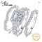 JewelryPalace 3Pcs 925 Silver Halo Engagement Ring Set