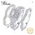 JewelryPalace 3Pcs 925 Silver Halo Engagement Ring Set