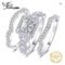 JewelryPalace 3Pcs 925 Silver Halo Engagement Ring Set