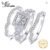 JewelryPalace 3Pcs 925 Silver Halo Engagement Ring Set