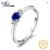 JewelryPalace Blue Sapphire 925 Silver 3 Stone Ring