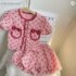 2024 Kids Striped Sling Overalls Summer Outfit 2-7Y