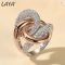 LAYA 925 Silver Irregular Curve Cross Zircon Ring