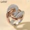LAYA 925 Silver Irregular Curve Cross Zircon Ring