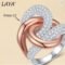 LAYA 925 Silver Irregular Curve Cross Zircon Ring