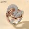 LAYA 925 Silver Irregular Curve Cross Zircon Ring