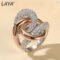 LAYA 925 Silver Irregular Curve Cross Zircon Ring