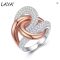 LAYA 925 Silver Irregular Curve Cross Zircon Ring