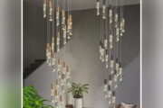 LED Chandelier Staircase Chandelier Crystal Light Modern Loft