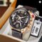 LIGE 2023 Leather Chronograph Waterproof Sport Watch