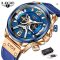 LIGE 2023 Leather Chronograph Waterproof Sport Watch