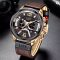 LIGE 2023 Leather Chronograph Waterproof Sport Watch